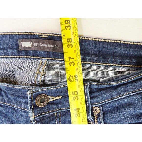 Levis 31X29 Womens Size 12M 529 Curvy Bootcut Blue Denim 5 Pocket Logo Tag Jeans - Picture 12 of 14